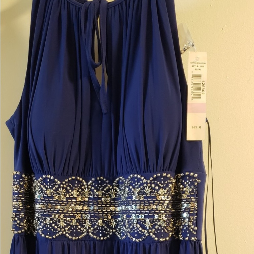 R & M Richards / midnight blue prom dress/ long women’s dress